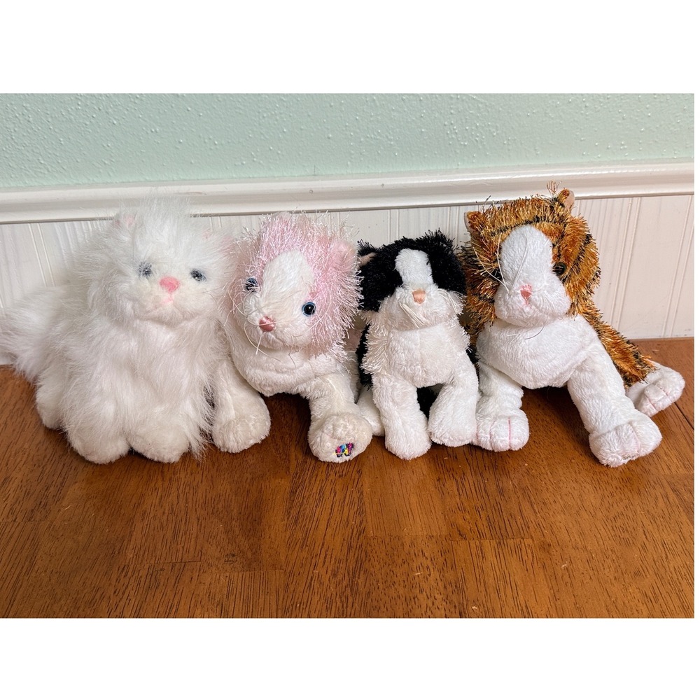 Webkinz Cats Kittens Lot of 4 Pink White Striped Small Medium No Codes